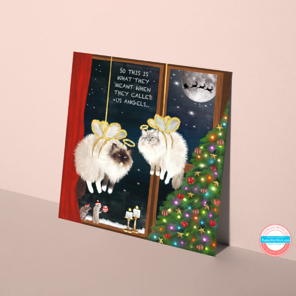 Ragdoll cat angels christmas card