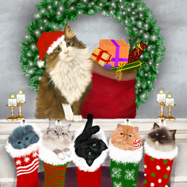 Santa Paws Cat Greeting Card - Image 4