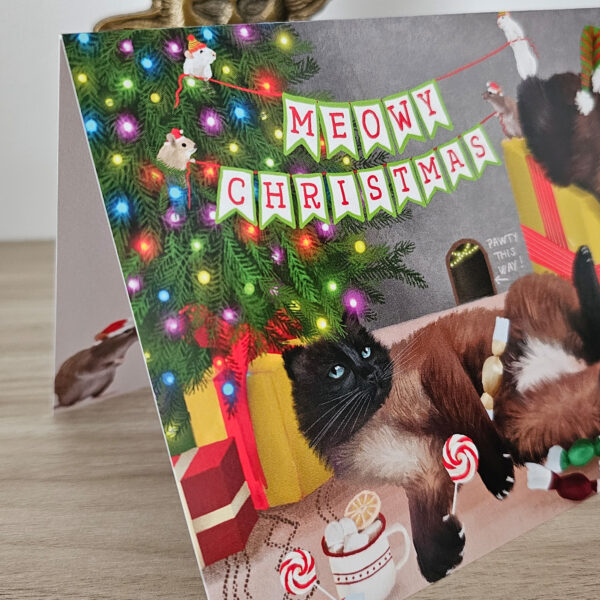 Cute Siamese Cat Christmas Card - Image 3