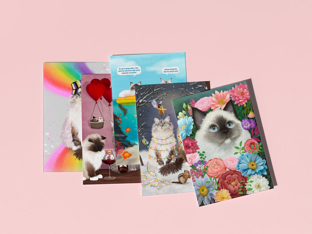 Image showing a selection of cat themed greeting cards