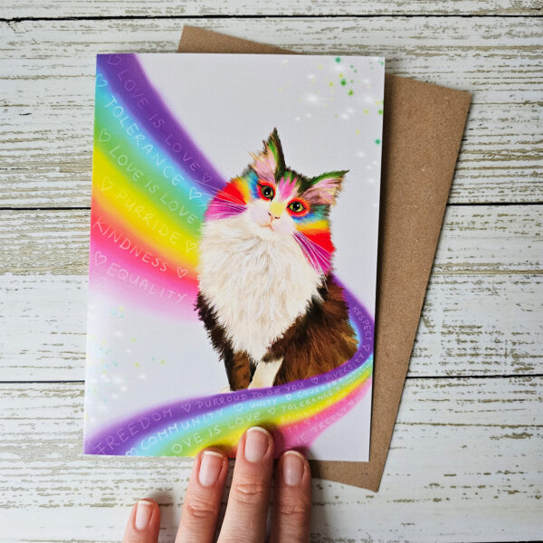 Fluffy Rainbow Cat Card - Image 2