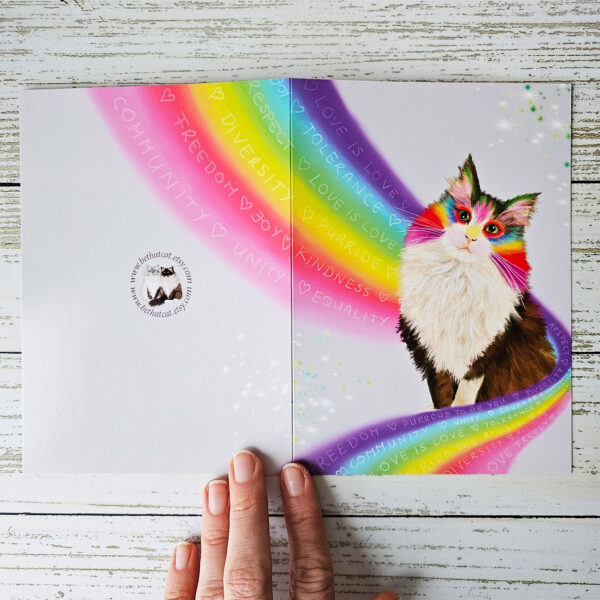 Fluffy Rainbow Cat Card - Image 4