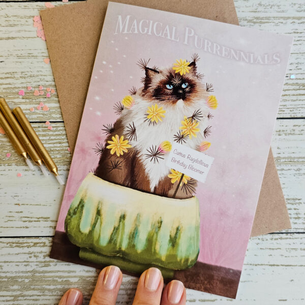 Seal Point Ragdoll Cat "Cattus" Birthday Card - Image 2