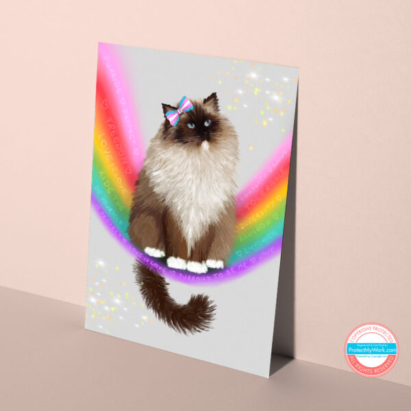 LGBTQ ragdoll card with rainbow