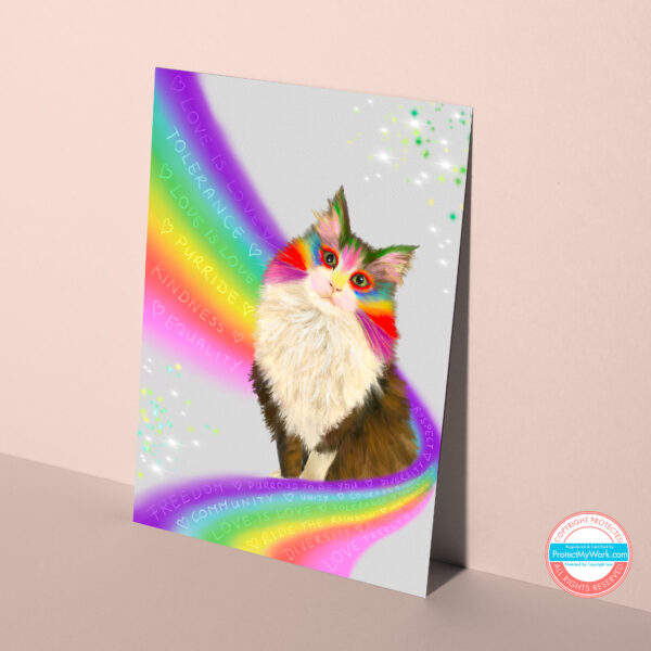 LGBTQ rainbow cat card