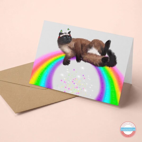 Gay siamese cat greeting card for pride.