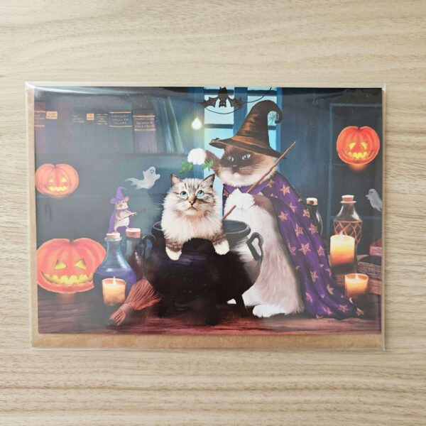 Ragdoll Cat in a Cauldron Halloween Card - Image 7