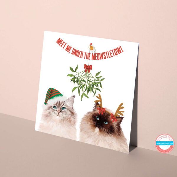Ragdoll Cats Under the Mistletoe Christmas card