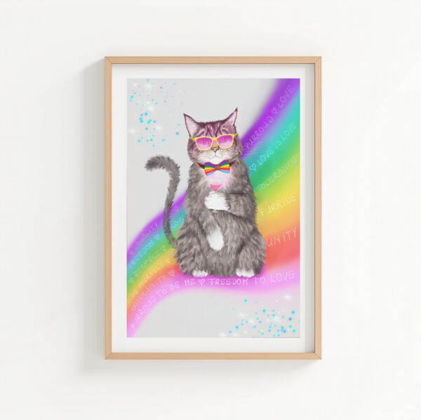 Rainbow Tabby Cat lgbtq art