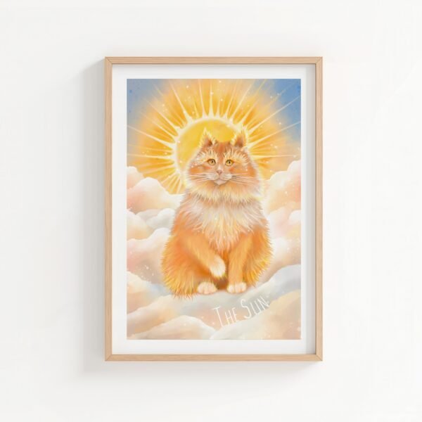 Celestial ginger cat tarot art print