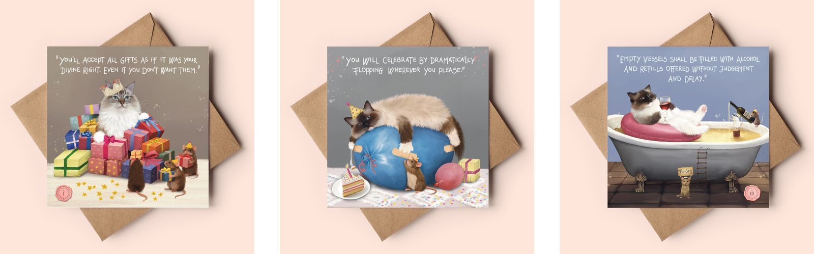 The ragdoll cat birthday commandments greeting card series.
